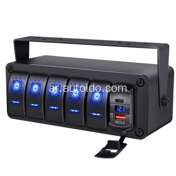 6 Gang Marine Rocker Switch لوحة مفتاح التشغيل